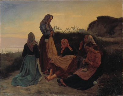 Girls gathered on Sladrebakken a summernight eve